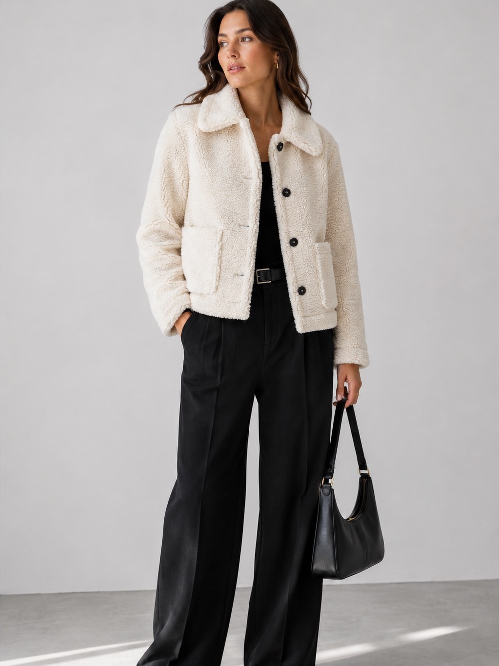 Apparis Charlotte Faux Shearling Teddy Sherpa Jacket Ivory Sz Medium